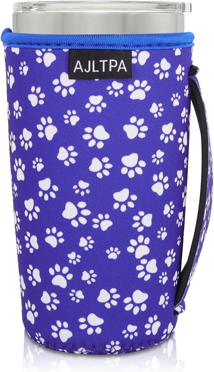 Cup Holder with Handle, 20oz-24oz Tumbler Cups, Tropical | Neoprene, Insulator Bottle Sleeve, Reusable Iced Coffee Sleeve For 30oz - 32oz Large Coffee Cups - Colors A