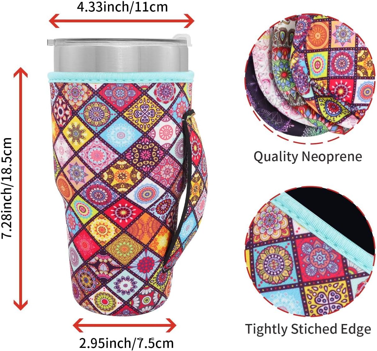 Cup Holder with Handle, 20oz-24oz Tumbler Cups, Tropical | Neoprene, Insulator Bottle Sleeve, Reusable Iced Coffee Sleeve For 30oz - 32oz Large Coffee Cups - Colors A