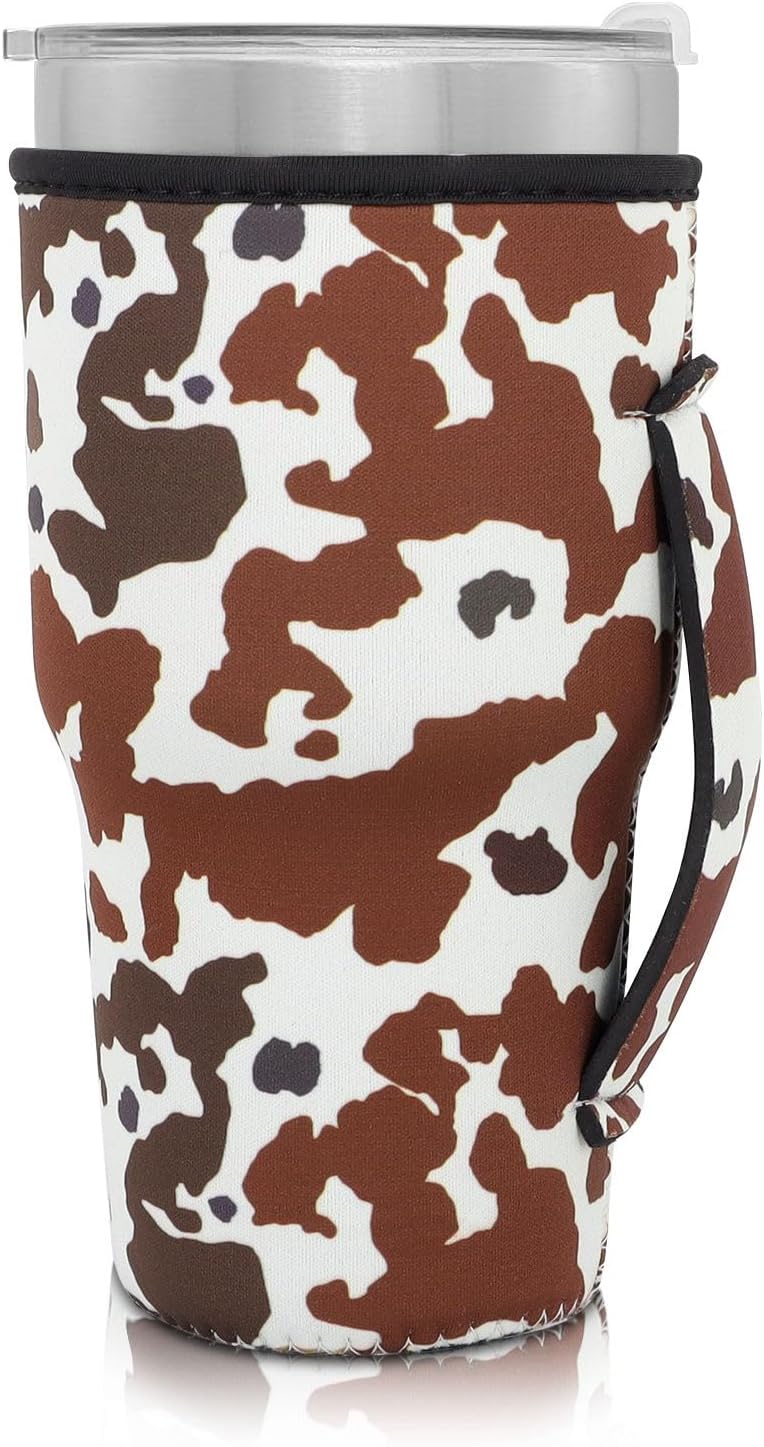 Cup Holder with Handle, 20oz-24oz Tumbler Cups, Tropical | Neoprene, Insulator Bottle Sleeve, Reusable Iced Coffee Sleeve For 30oz - 32oz Large Coffee Cups - Colors A
