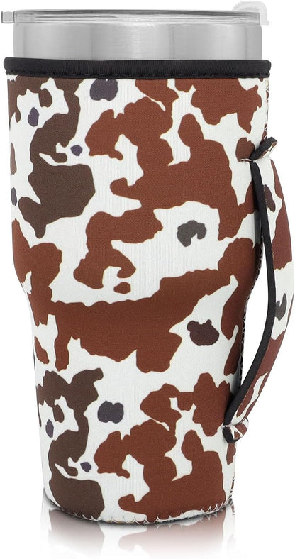 Cup Holder with Handle, 20oz-24oz Tumbler Cups, Tropical | Neoprene, Insulator Bottle Sleeve, Reusable Iced Coffee Sleeve For 30oz - 32oz Large Coffee Cups - Colors A