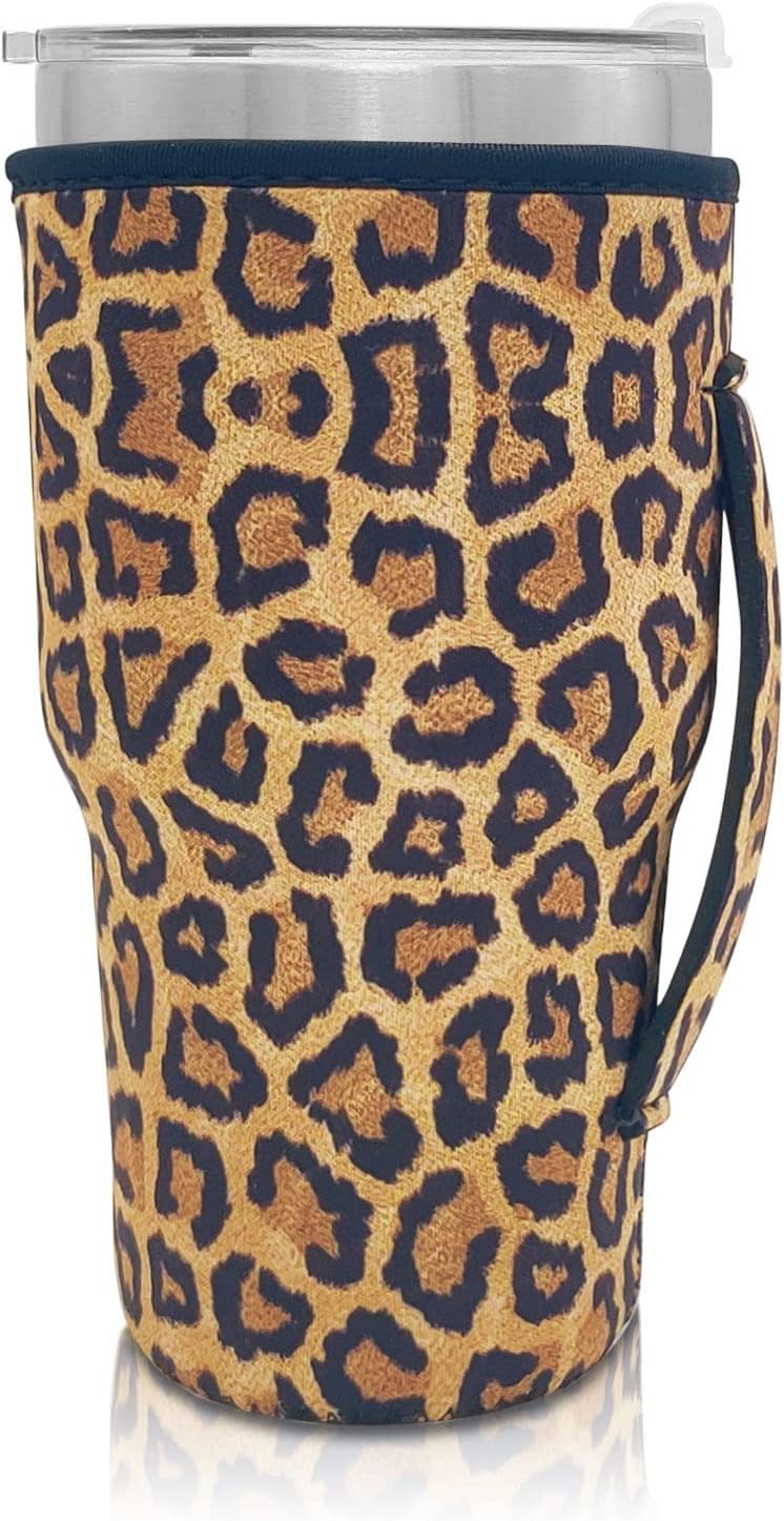 Cup Holder with Handle, 20oz-24oz Tumbler Cups, Tropical | Neoprene, Insulator Bottle Sleeve, Reusable Iced Coffee Sleeve For 30oz - 32oz Large Coffee Cups - Colors A