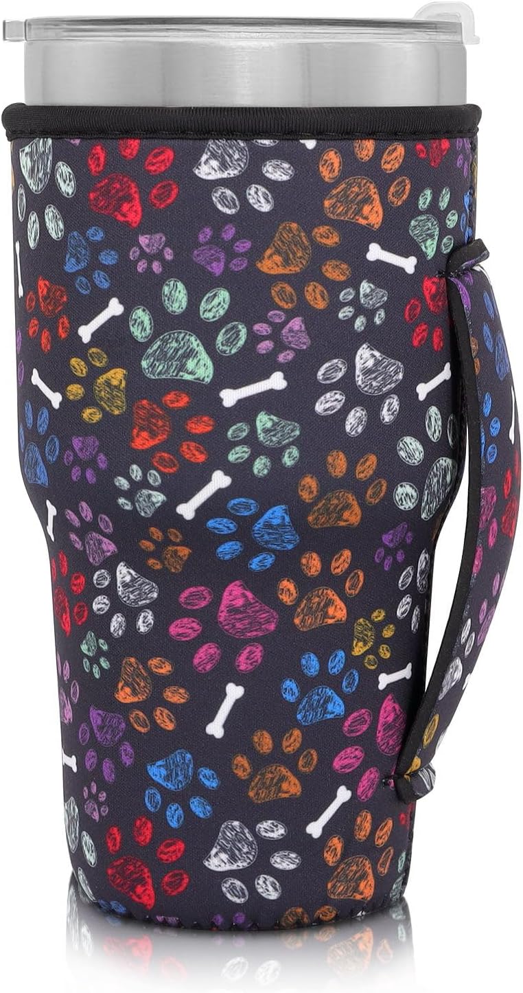Cup Holder with Handle, 20oz-24oz Tumbler Cups, Tropical | Neoprene, Insulator Bottle Sleeve, Reusable Iced Coffee Sleeve For 30oz - 32oz Large Coffee Cups - Colors A