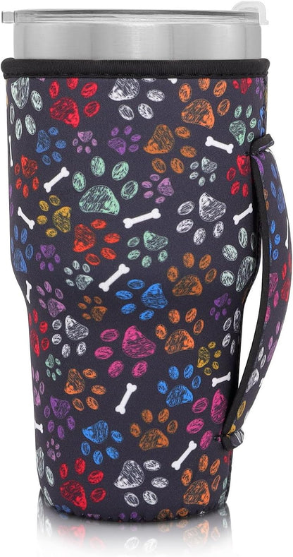 Cup Holder with Handle, 20oz-24oz Tumbler Cups, Tropical | Neoprene, Insulator Bottle Sleeve, Reusable Iced Coffee Sleeve For 30oz - 32oz Large Coffee Cups - Colors A