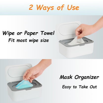 Wipes Dispenser Refillable Wipe Holder Container for Children Adult, Dustproof Wet Wipes Case with Lid, Non-Slip Easy Pull Wipe (Blue)