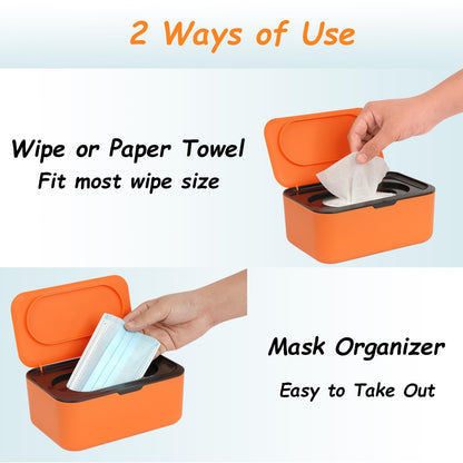 Wipes Dispenser Refillable Wipe Holder Container for Children Adult, Dustproof Wet Wipes Case with Lid, Non-Slip Easy Pull Wipe (Blue)