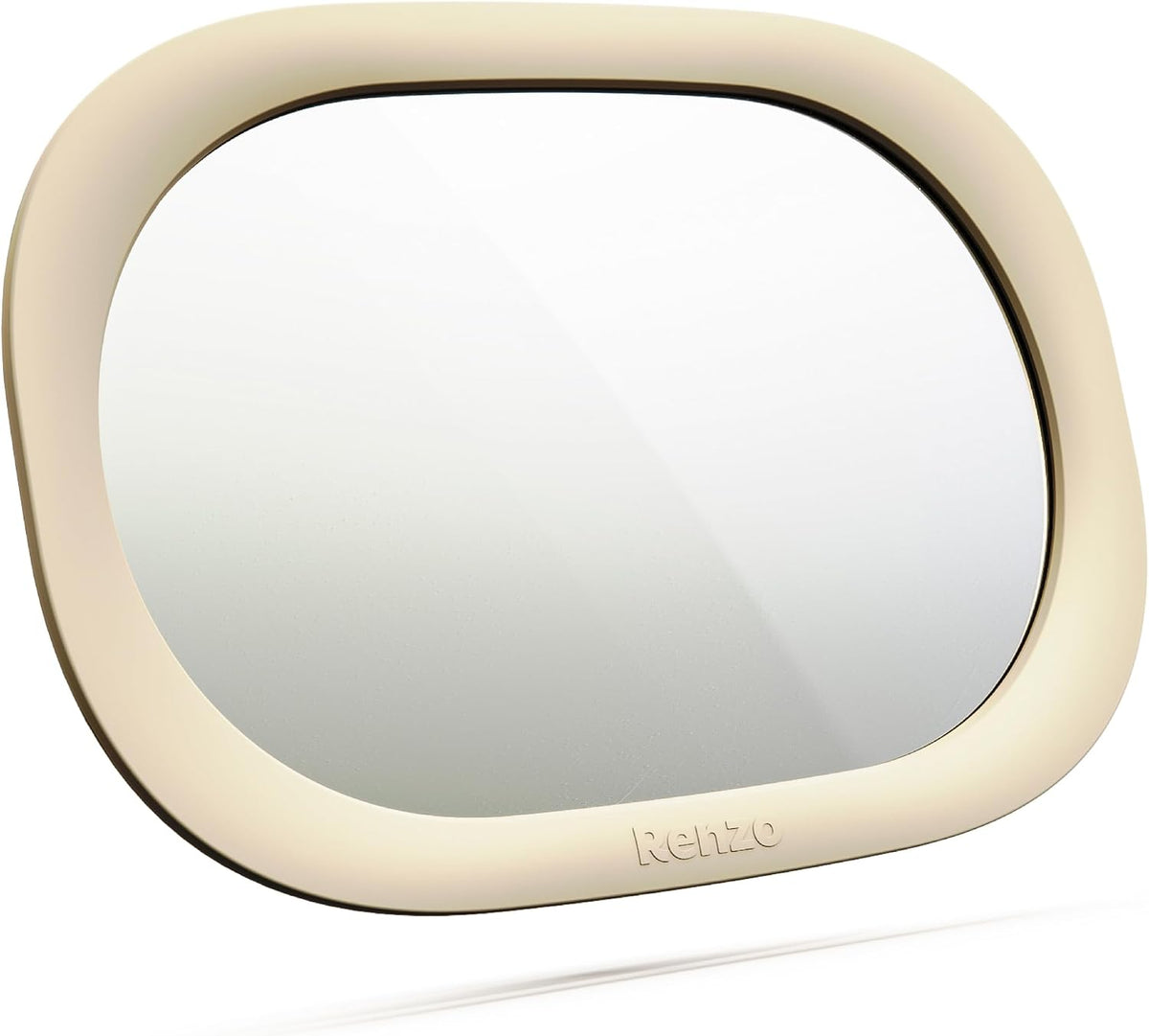 Baby Car Mirror - Rear Facing Car Seat Mirror for Infants - Extra Large, Shatter-Resistant, 360° Adjustable, Tool-Free Installation - Fits Most Cars, SUVs & Trucks (Almond Cream)