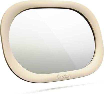 Baby Car Mirror - Rear Facing Car Seat Mirror for Infants - Extra Large, Shatter-Resistant, 360° Adjustable, Tool-Free Installation - Fits Most Cars, SUVs & Trucks (Almond Cream)