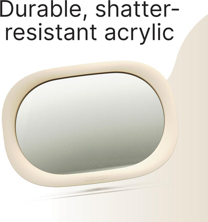 Baby Car Mirror - Rear Facing Car Seat Mirror for Infants - Extra Large, Shatter-Resistant, 360° Adjustable, Tool-Free Installation - Fits Most Cars, SUVs & Trucks (Almond Cream)