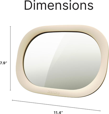 Baby Car Mirror - Rear Facing Car Seat Mirror for Infants - Extra Large, Shatter-Resistant, 360° Adjustable, Tool-Free Installation - Fits Most Cars, SUVs & Trucks (Almond Cream)