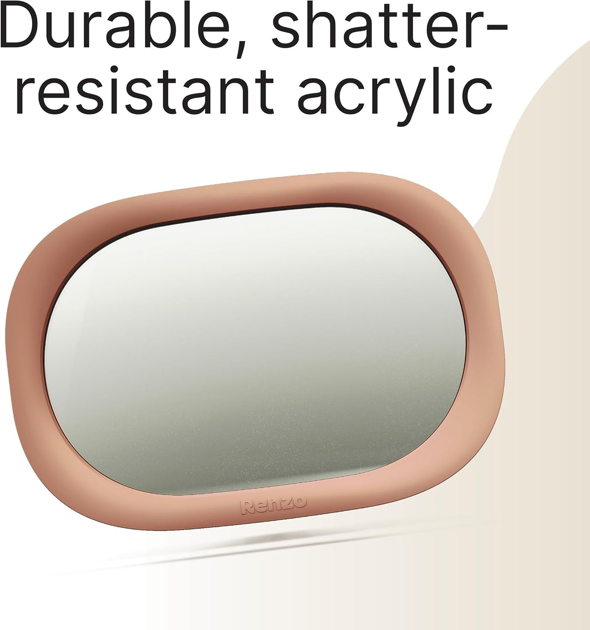 Baby Car Mirror - Rear Facing Car Seat Mirror for Infants - Extra Large, Shatter-Resistant, 360° Adjustable, Tool-Free Installation - Fits Most Cars, SUVs & Trucks (Almond Cream)