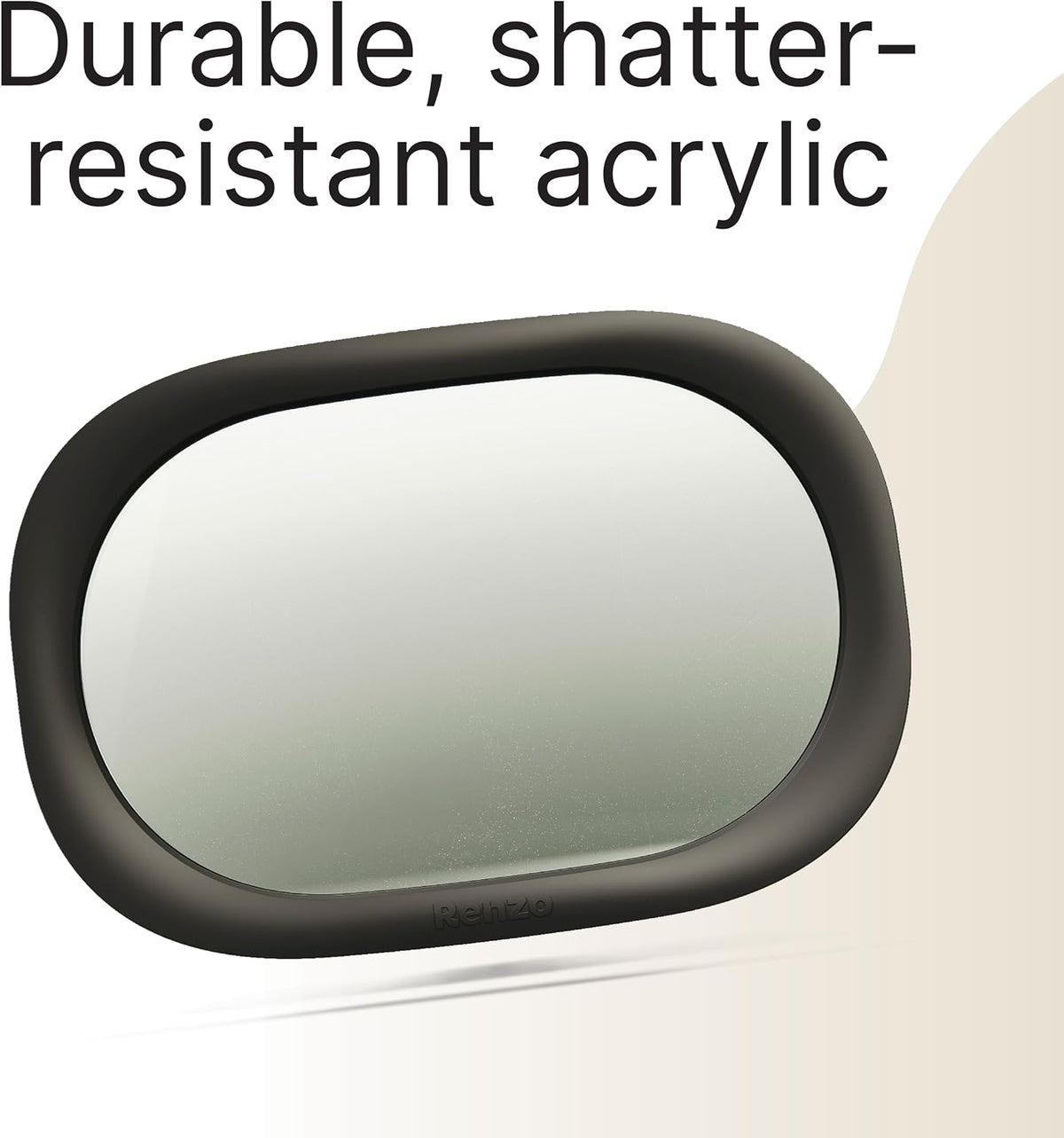 Baby Car Mirror - Rear Facing Car Seat Mirror for Infants - Extra Large, Shatter-Resistant, 360° Adjustable, Tool-Free Installation - Fits Most Cars, SUVs & Trucks (Almond Cream)