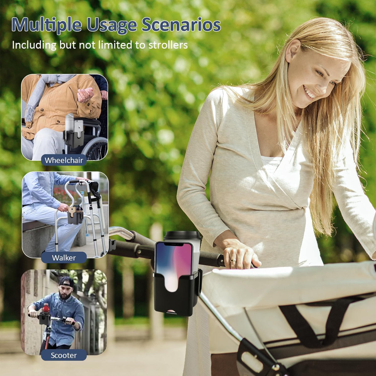 Universal Stroller Cup Holder with Phone Holder