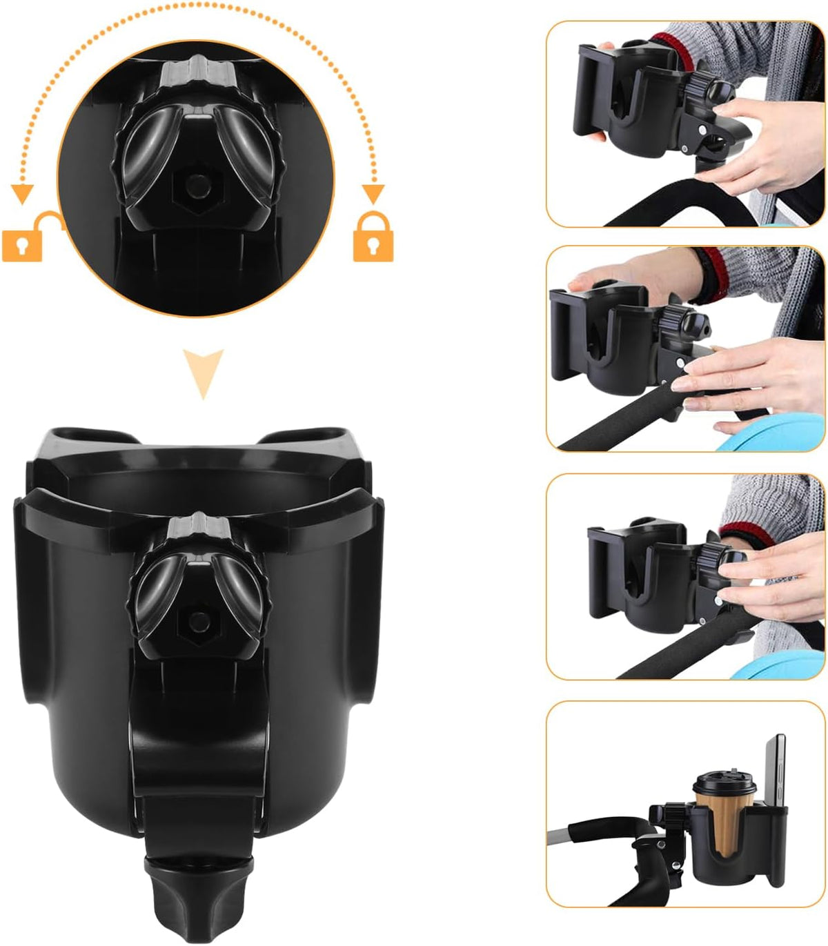 Universal Stroller Cup Holder with Phone Holder