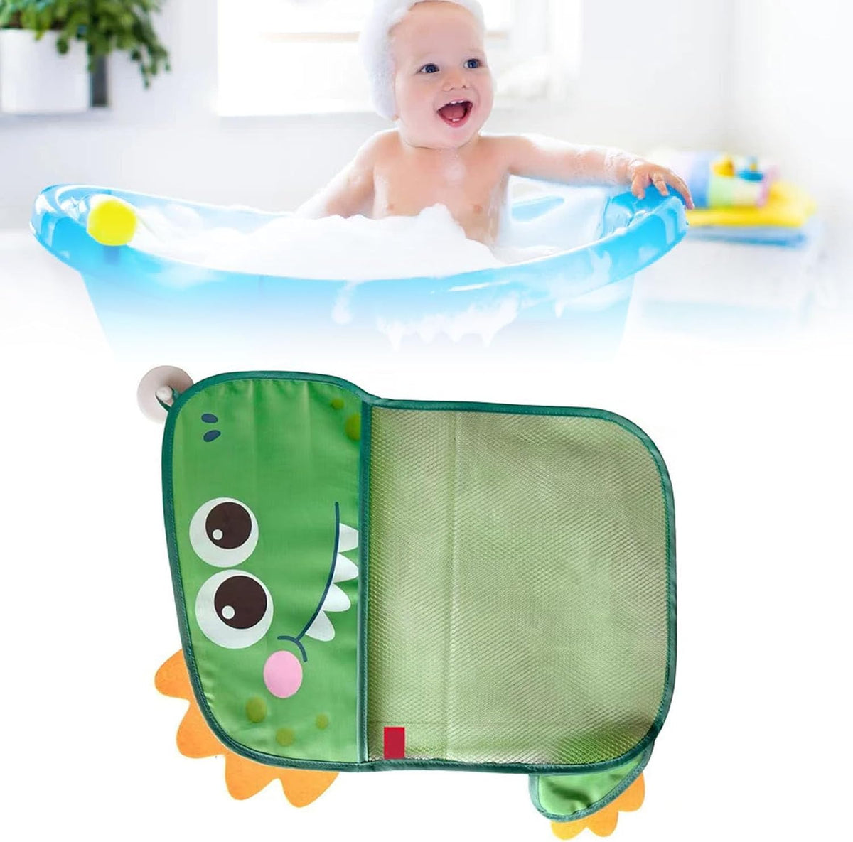 Cartoon Mesh Bath Toy Storage Bag with Suction Cups (White)