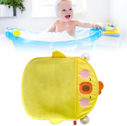 Cartoon Mesh Bath Toy Storage Bag with Suction Cups (White)