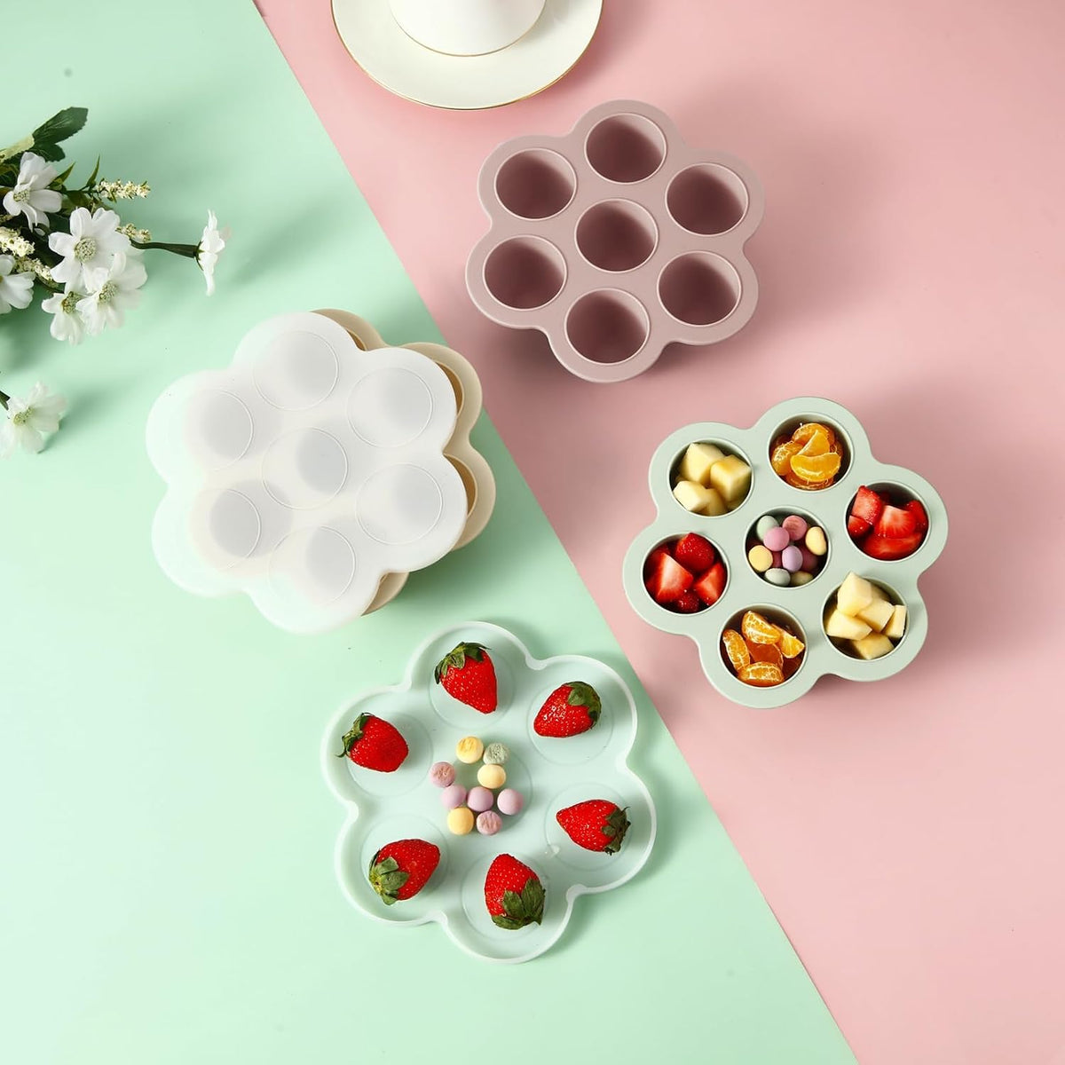 Silicone Baby Food Freezer Trays with Lids, 2 Pack, BPA Free