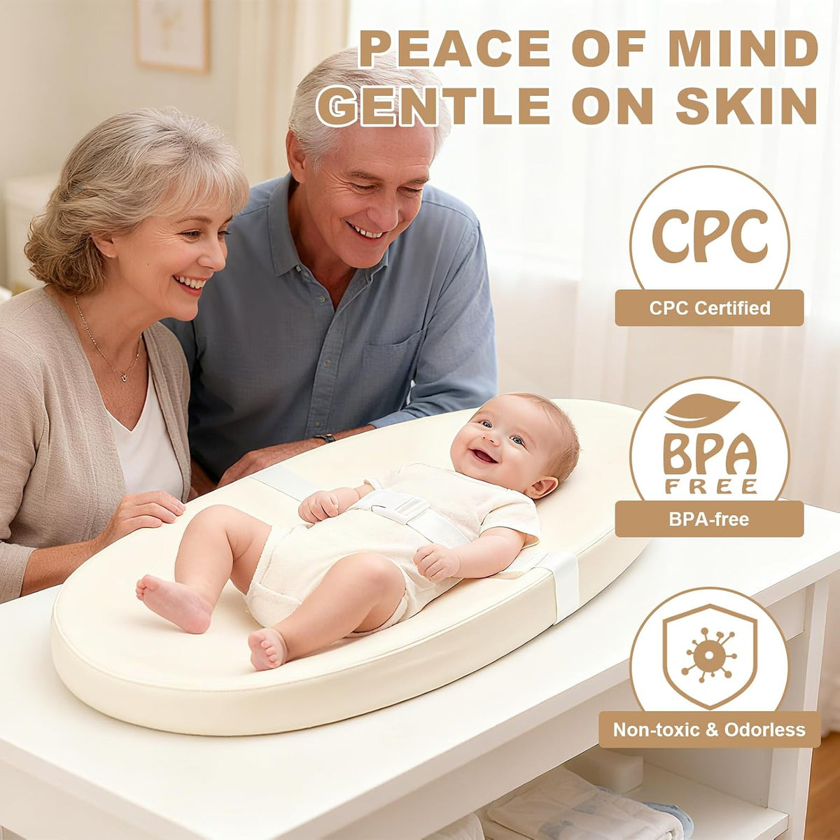 Baby Changing Pad for Dresser with Safety Belt