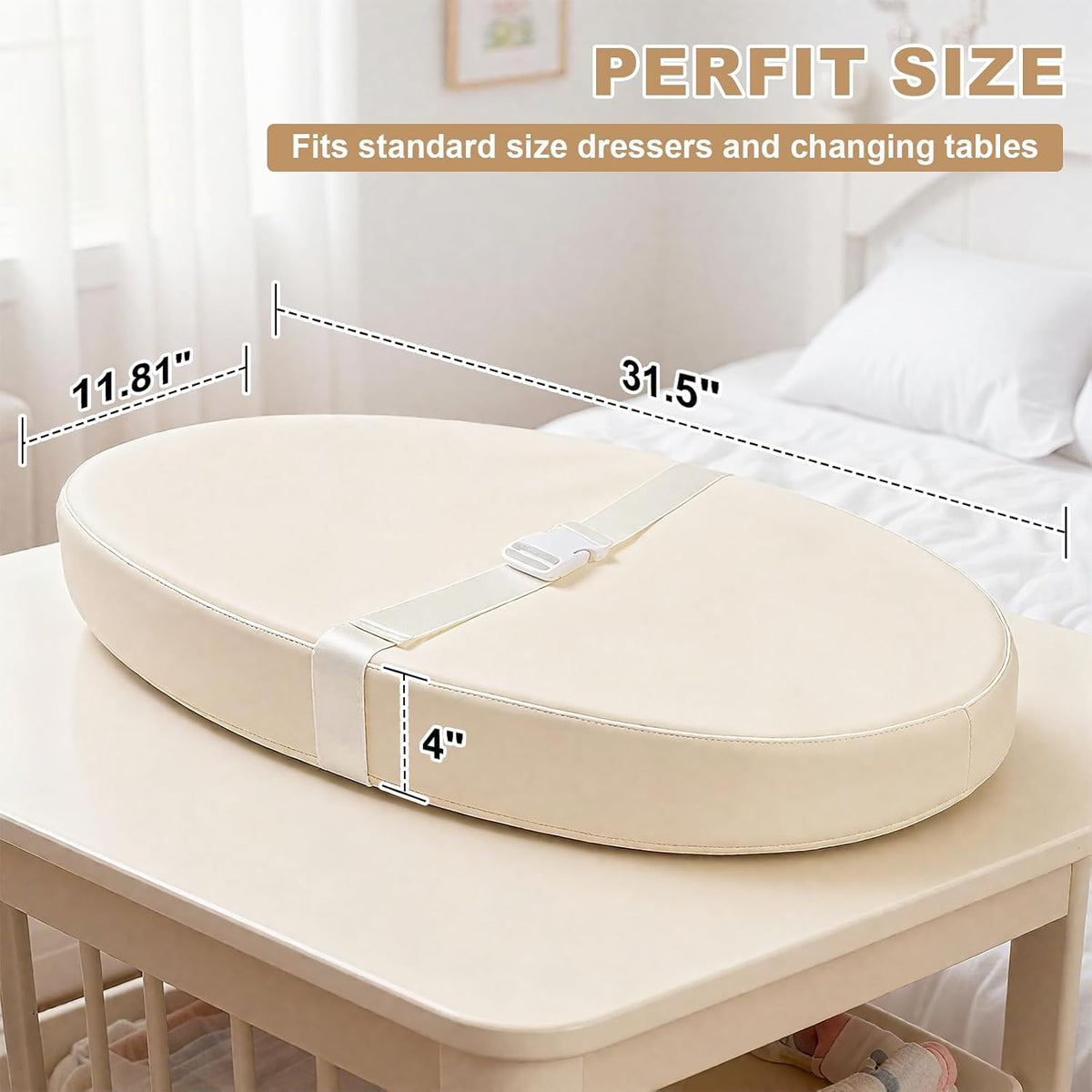 Baby Changing Pad for Dresser with Safety Belt