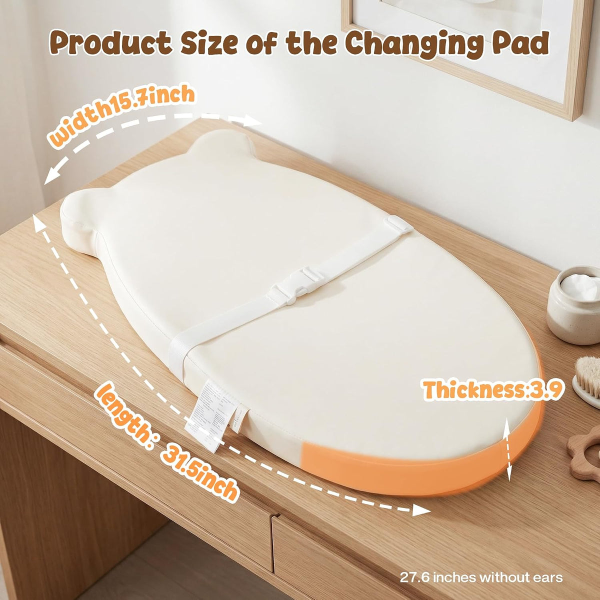 Baby Changing Pad for Dresser with Safety Belt