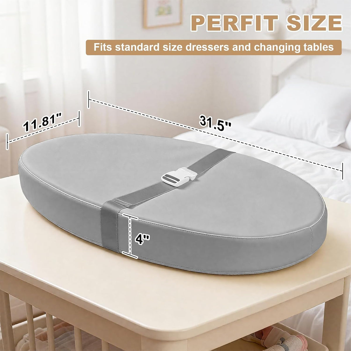 Baby Changing Pad for Dresser with Safety Belt