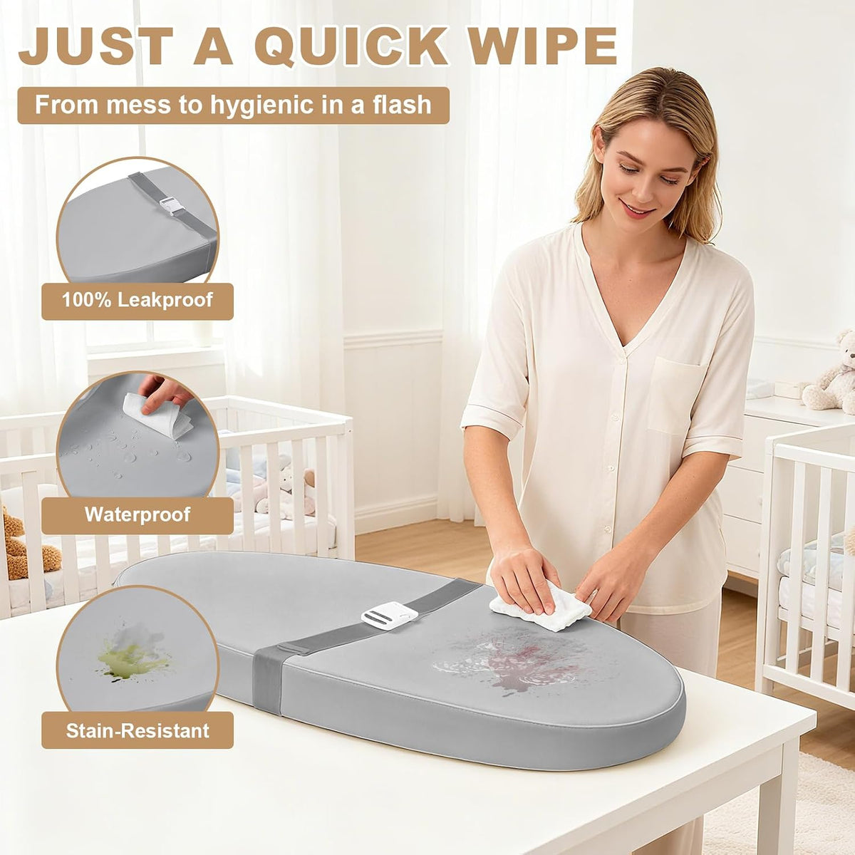 Baby Changing Pad for Dresser with Safety Belt