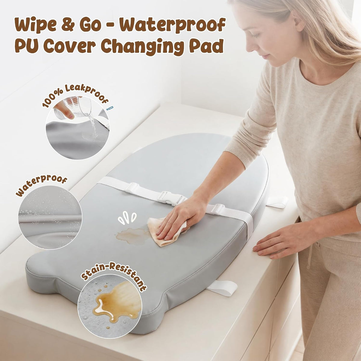 Baby Changing Pad for Dresser with Safety Belt
