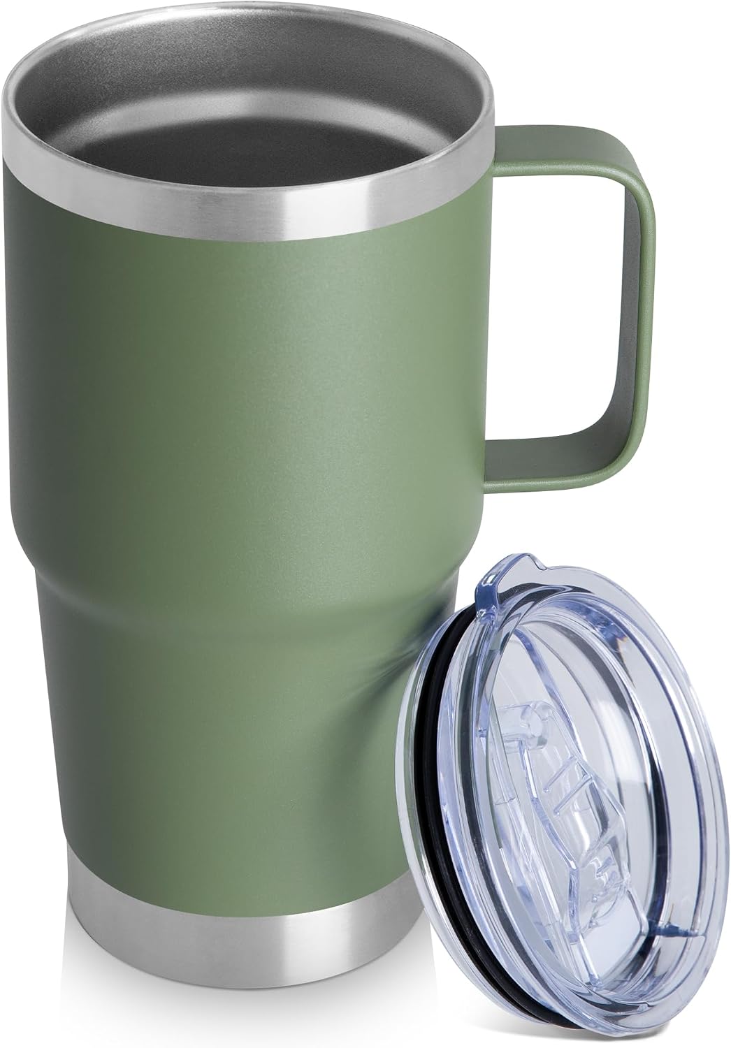 20oz Tumbler with Lid, Stainless Steel Tumbler with Handle, Metal Insulated Travel Coffee Mug with Handle, Double Wall Vacuum Spill Proof Tumbler Cup, Black 1 Pack