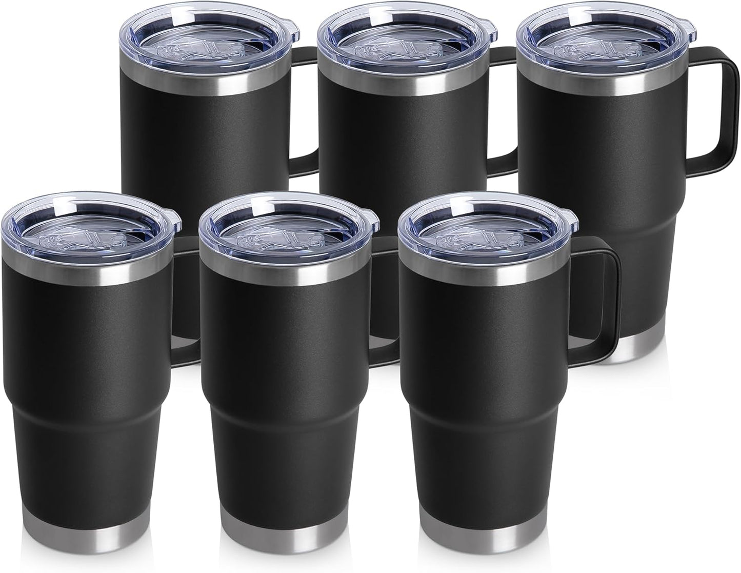 20oz Tumbler with Lid, Stainless Steel Tumbler with Handle, Metal Insulated Travel Coffee Mug with Handle, Double Wall Vacuum Spill Proof Tumbler Cup, Black 1 Pack