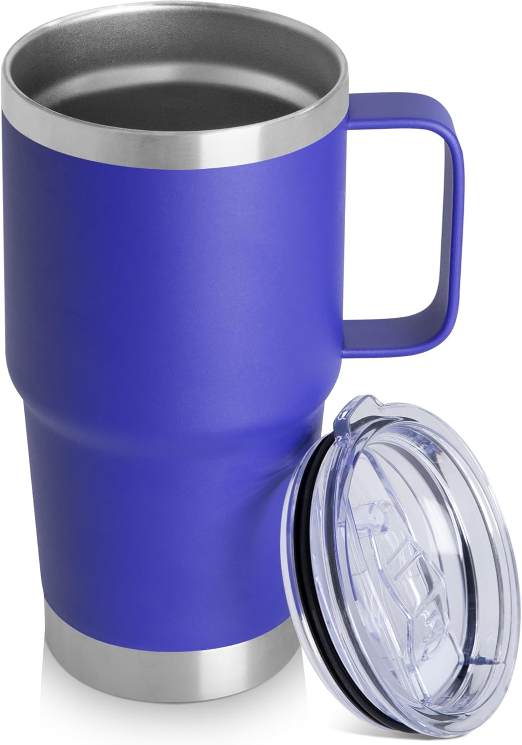20oz Tumbler with Lid, Stainless Steel Tumbler with Handle, Metal Insulated Travel Coffee Mug with Handle, Double Wall Vacuum Spill Proof Tumbler Cup, Black 1 Pack