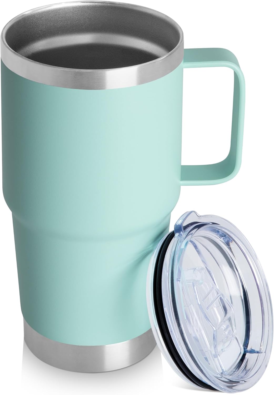 20oz Tumbler with Lid, Stainless Steel Tumbler with Handle, Metal Insulated Travel Coffee Mug with Handle, Double Wall Vacuum Spill Proof Tumbler Cup, Black 1 Pack