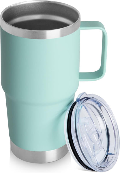 20oz Tumbler with Lid, Stainless Steel Tumbler with Handle, Metal Insulated Travel Coffee Mug with Handle, Double Wall Vacuum Spill Proof Tumbler Cup, Black 1 Pack