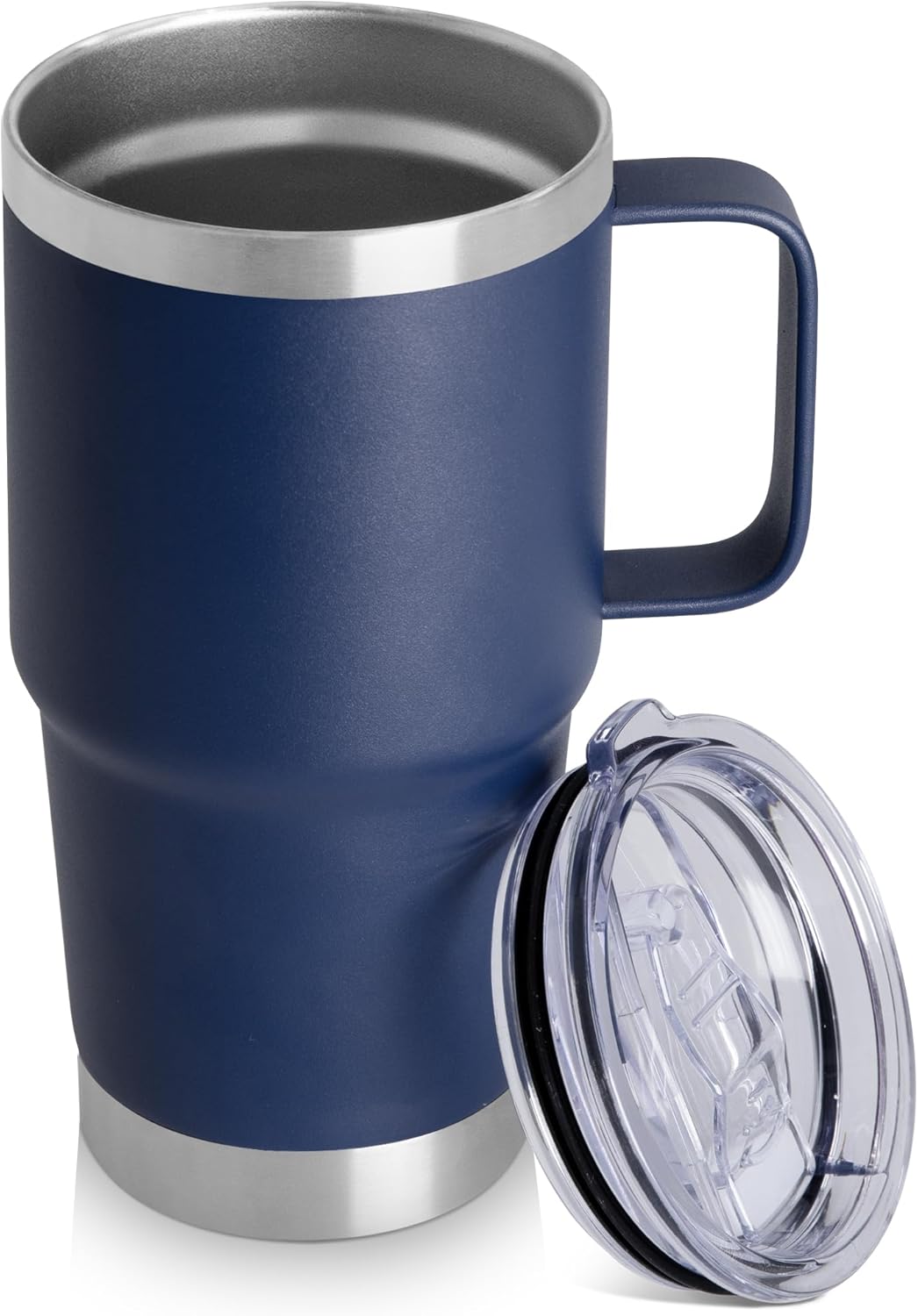 20oz Tumbler with Lid, Stainless Steel Tumbler with Handle, Metal Insulated Travel Coffee Mug with Handle, Double Wall Vacuum Spill Proof Tumbler Cup, Black 1 Pack