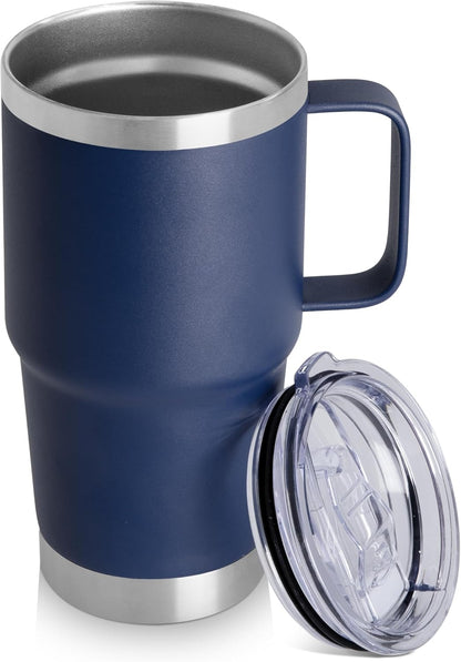 20oz Tumbler with Lid, Stainless Steel Tumbler with Handle, Metal Insulated Travel Coffee Mug with Handle, Double Wall Vacuum Spill Proof Tumbler Cup, Black 1 Pack