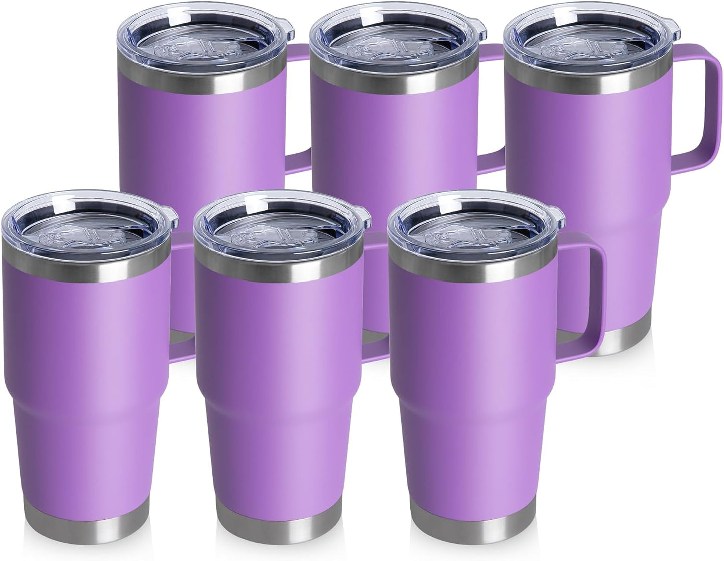 20oz Tumbler with Lid, Stainless Steel Tumbler with Handle, Metal Insulated Travel Coffee Mug with Handle, Double Wall Vacuum Spill Proof Tumbler Cup, Black 1 Pack