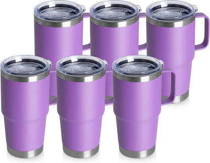 20oz Tumbler with Lid, Stainless Steel Tumbler with Handle, Metal Insulated Travel Coffee Mug with Handle, Double Wall Vacuum Spill Proof Tumbler Cup, Black 1 Pack