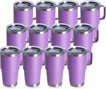 20oz Tumbler with Lid, Stainless Steel Tumbler with Handle, Metal Insulated Travel Coffee Mug with Handle, Double Wall Vacuum Spill Proof Tumbler Cup, Black 1 Pack