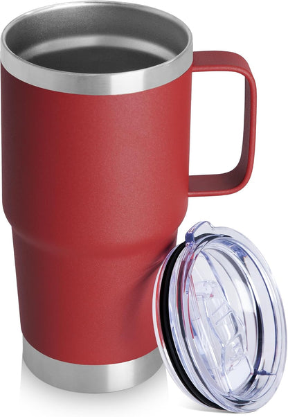 20oz Tumbler with Lid, Stainless Steel Tumbler with Handle, Metal Insulated Travel Coffee Mug with Handle, Double Wall Vacuum Spill Proof Tumbler Cup, Black 1 Pack
