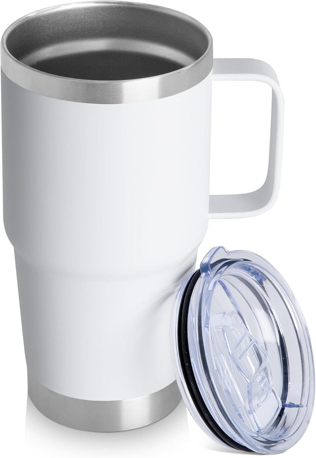 20oz Tumbler with Lid, Stainless Steel Tumbler with Handle, Metal Insulated Travel Coffee Mug with Handle, Double Wall Vacuum Spill Proof Tumbler Cup, Black 1 Pack