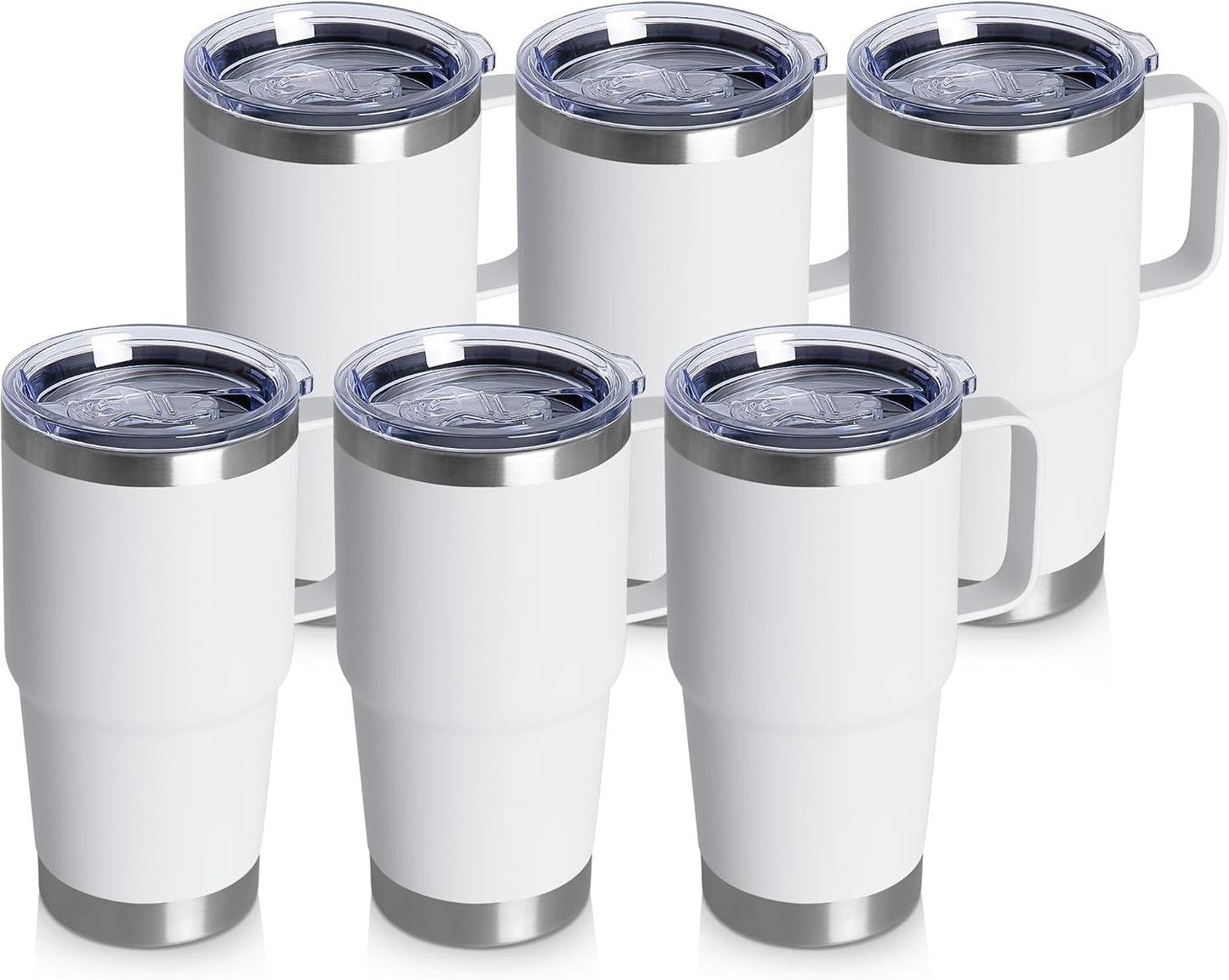 20oz Tumbler with Lid, Stainless Steel Tumbler with Handle, Metal Insulated Travel Coffee Mug with Handle, Double Wall Vacuum Spill Proof Tumbler Cup, Black 1 Pack