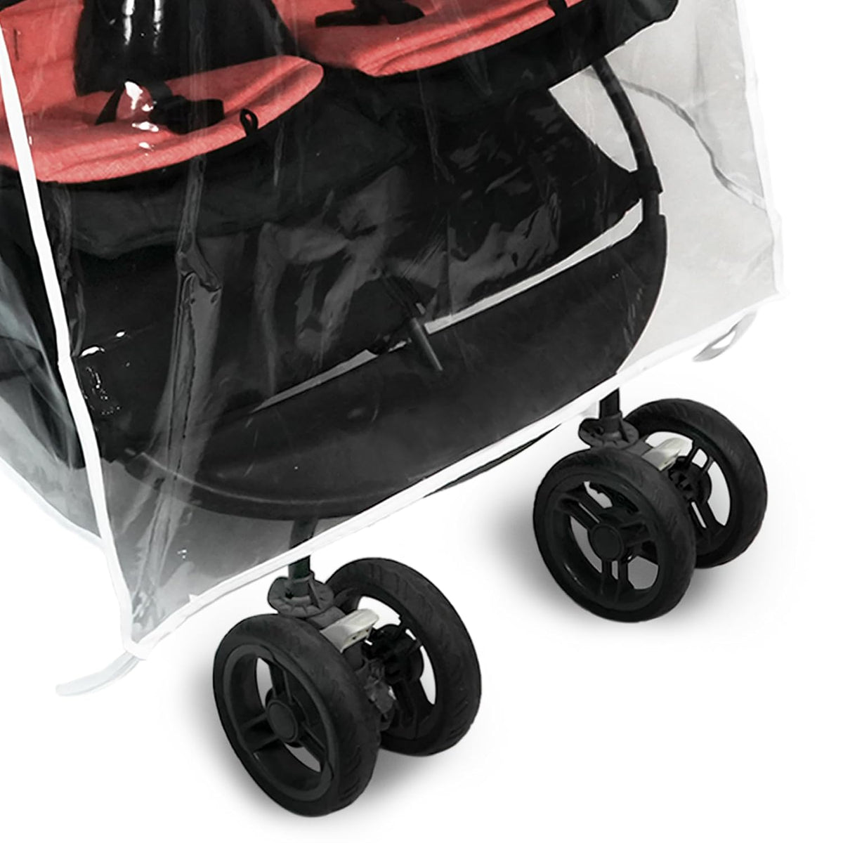 Double Stroller Rain Cover, Universal Waterproof Windproof Rain Shield for Side by Side Twin Baby Strollers, Outdoor Accessories for Jogger and Umbrella Strollers
