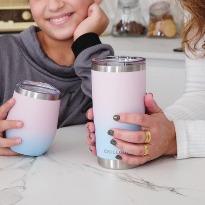 12 oz Stainless Steel Wine Tumblers 2 Pack - Double Wall Vacuum Insulated Wine Glasses Cups with Lids and Straws Set Keeping Cold & Hot for Coffee, Beer, Ice Cream - Dishwasher Safe