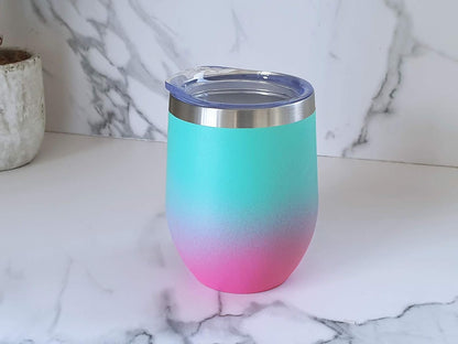 12 oz Stainless Steel Wine Tumblers 2 Pack - Double Wall Vacuum Insulated Wine Glasses Cups with Lids and Straws Set Keeping Cold & Hot for Coffee, Beer, Ice Cream - Dishwasher Safe
