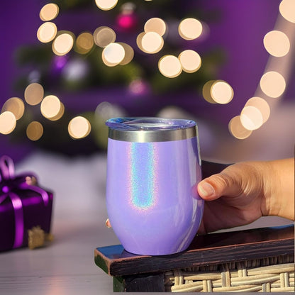 12 oz Stainless Steel Wine Tumblers 2 Pack - Double Wall Vacuum Insulated Wine Glasses Cups with Lids and Straws Set Keeping Cold & Hot for Coffee, Beer, Ice Cream - Dishwasher Safe