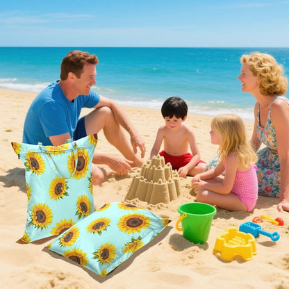 Sunflowers Teal Waterproof Travel Laundry Bag Reusable 2pk