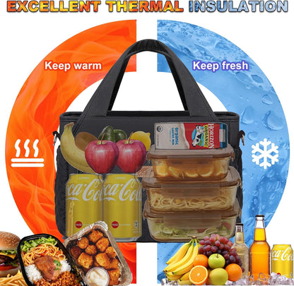 Insulated Lunch Bag for Women,Leak-Proof Cooler Lunch Box, Cooling Tote for Adult,with 7 Pockets,Adjustable Strap(15 Liters)