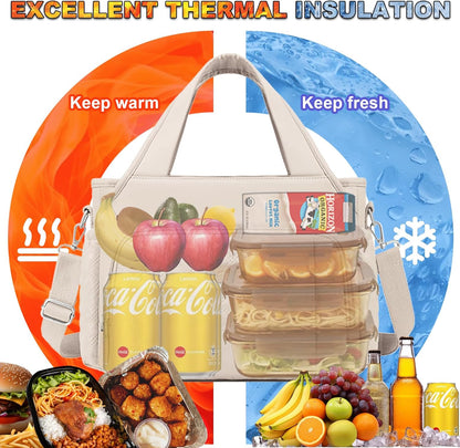 Insulated Lunch Bag for Women,Leak-Proof Cooler Lunch Box, Cooling Tote for Adult,with 7 Pockets,Adjustable Strap(15 Liters)