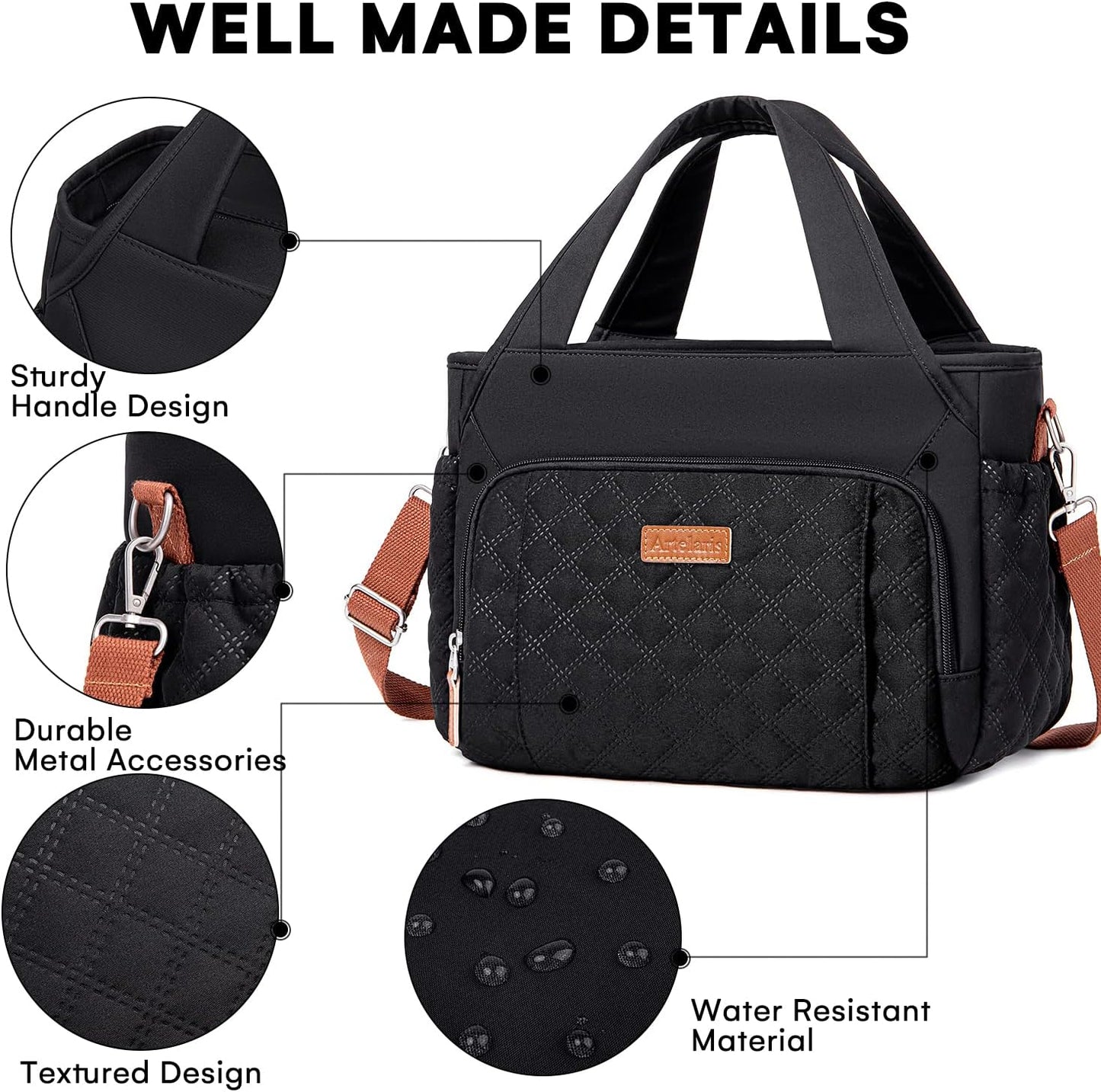 Insulated Lunch Bag for Women,Leak-Proof Cooler Lunch Box, Cooling Tote for Adult,with 7 Pockets,Adjustable Strap(15 Liters)