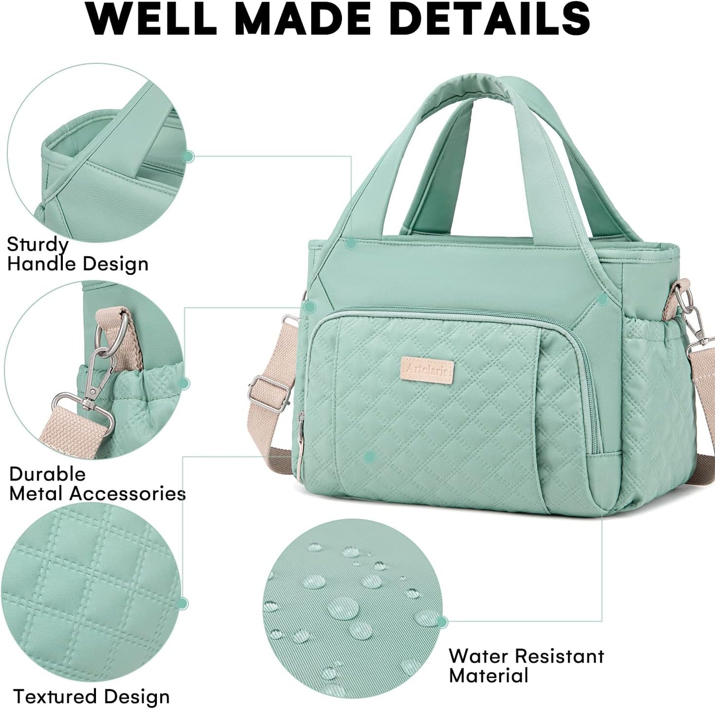 Insulated Lunch Bag for Women,Leak-Proof Cooler Lunch Box, Cooling Tote for Adult,with 7 Pockets,Adjustable Strap(15 Liters)