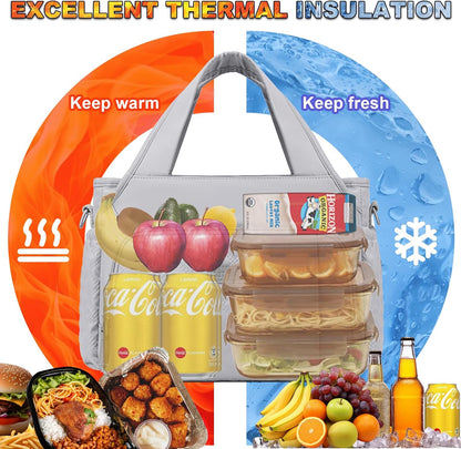 Insulated Lunch Bag for Women,Leak-Proof Cooler Lunch Box, Cooling Tote for Adult,with 7 Pockets,Adjustable Strap(15 Liters)