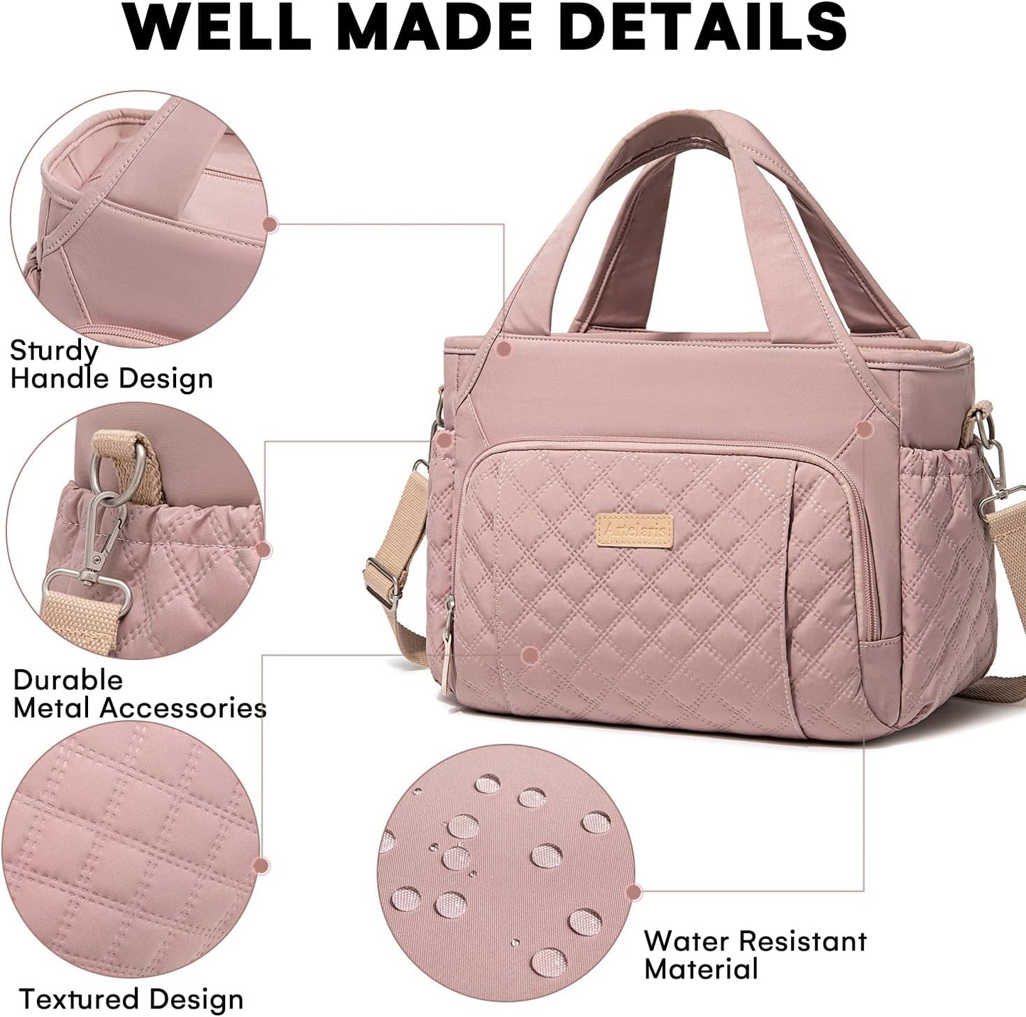 Insulated Lunch Bag for Women,Leak-Proof Cooler Lunch Box, Cooling Tote for Adult,with 7 Pockets,Adjustable Strap(15 Liters)